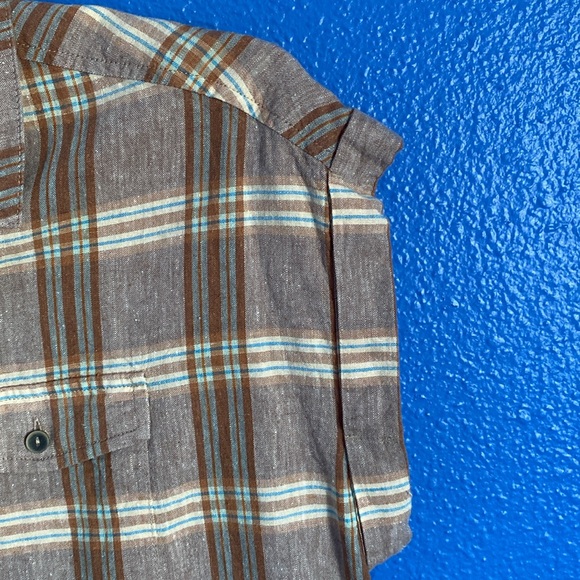 Prana Women’s McCray Button Down Top. Driftwood Plaid Color. Hemp Blend, Size M. - Picture 8 of 12